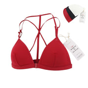 SCANDALE Le Triangle Back Detail Sleek-Red Women Bra M Front Clip Mesh +3 Pads