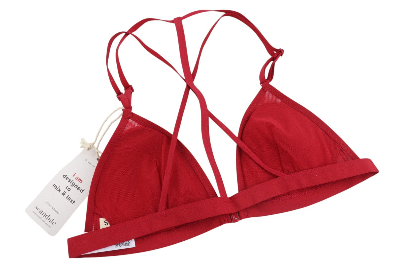 SCANDALE Le Triangle Back Detail Sleek-Red Women Bra M Front Clip Mesh +3 Pads