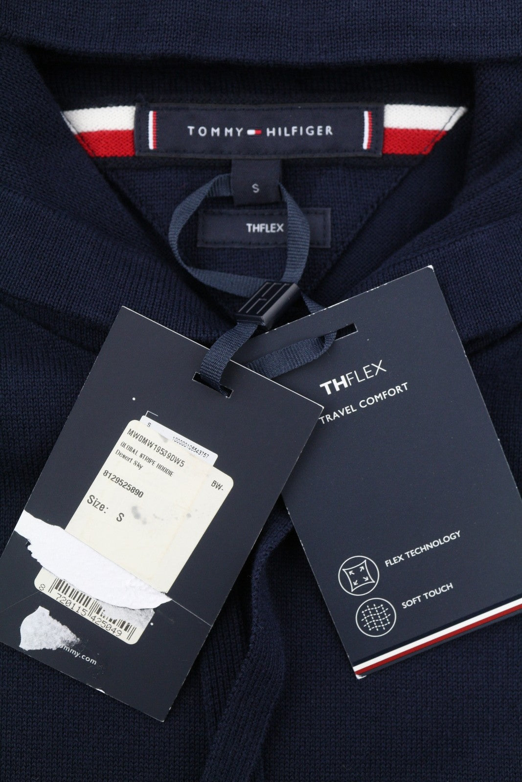 TOMMY HILFIGER THFlex Global Stripe Men Jumper S Navy Travel Hood