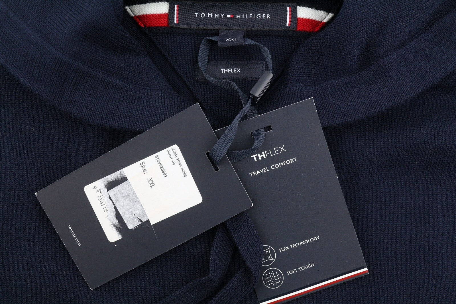 TOMMY HILFIGER THFlex Global Stripe Men Jumper 2XL Navy Hooded