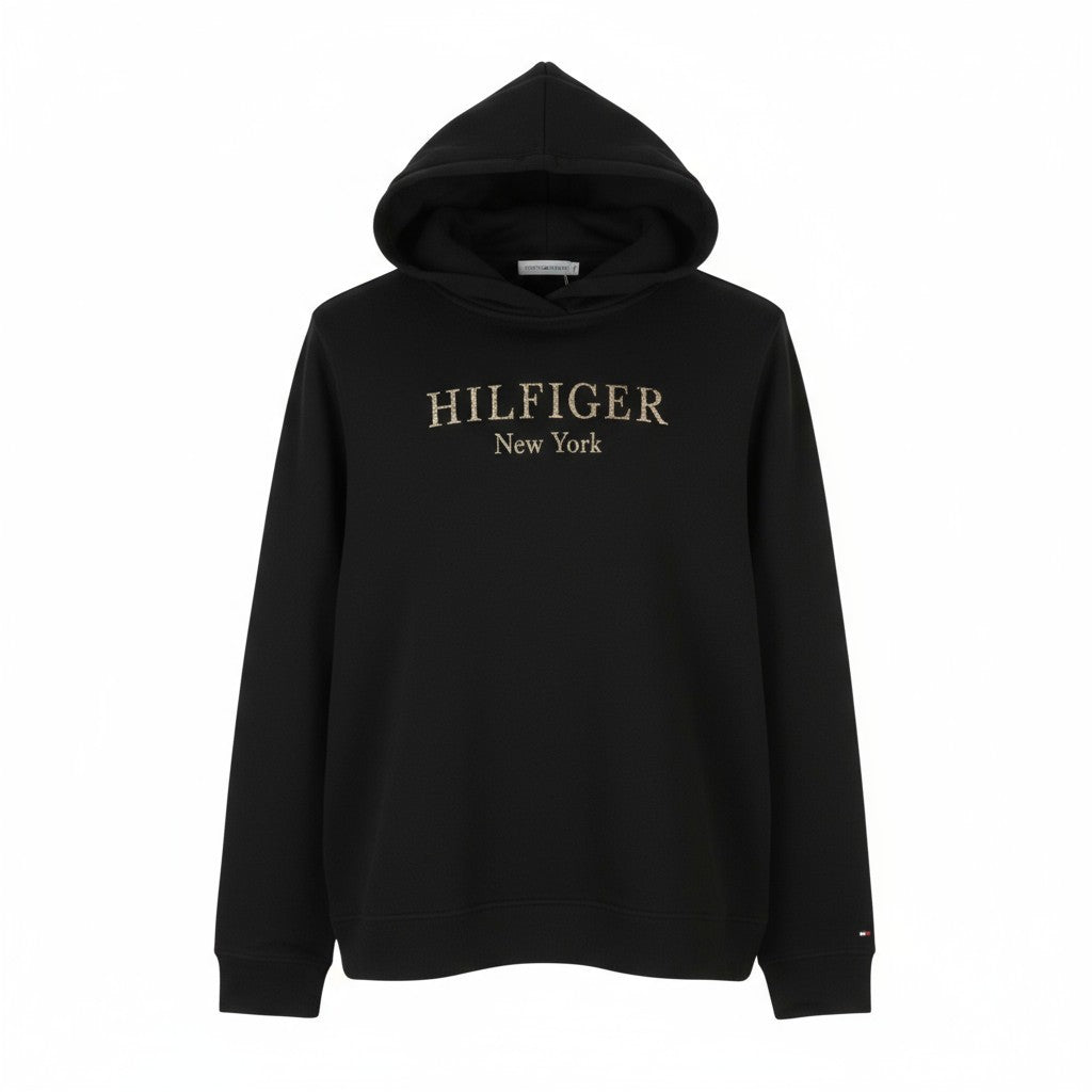 Schwarzer Baumwoll-Hoodie