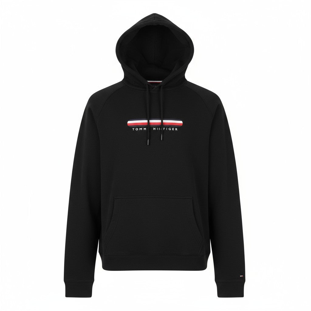 TOMMY HILFIGER Men Hoodie XL Black Kangaroo Logo