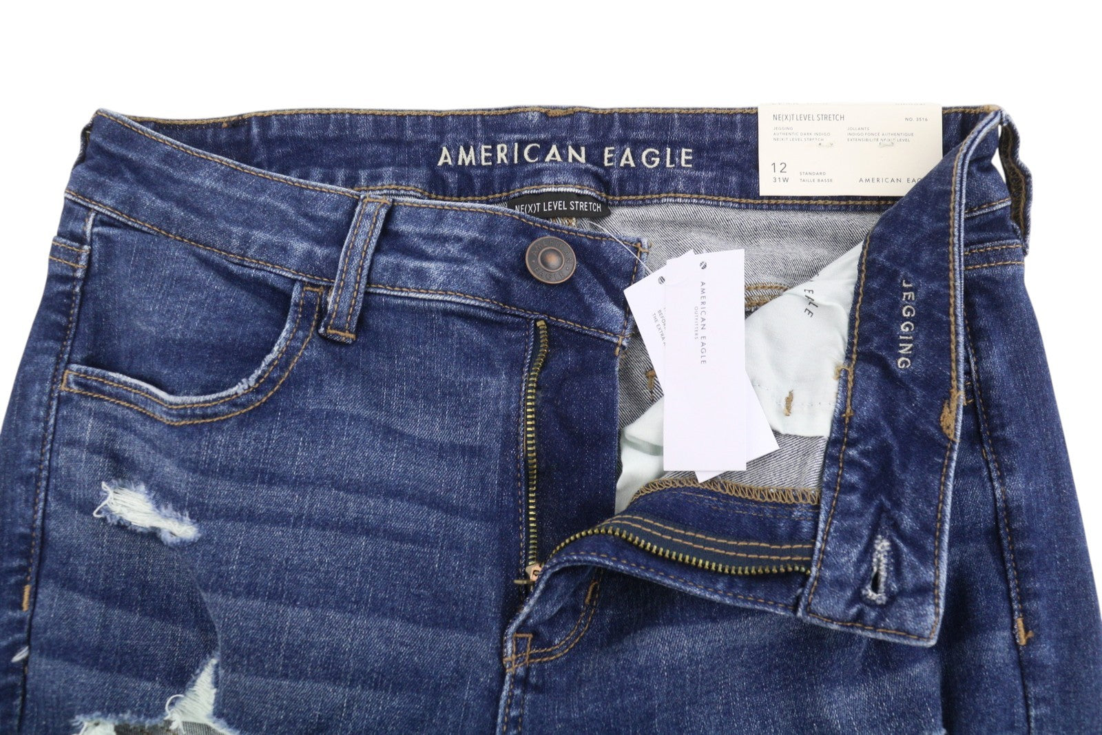 AMERICAN EAGLE OUTFITTERS Jegging Authentic Dark Indigo Women Jeans W31 Ripped