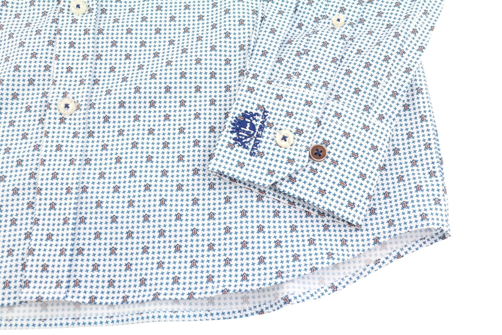 STATE OF ART Regular Fit Men Shirt S White Patterned Button-Down Neck