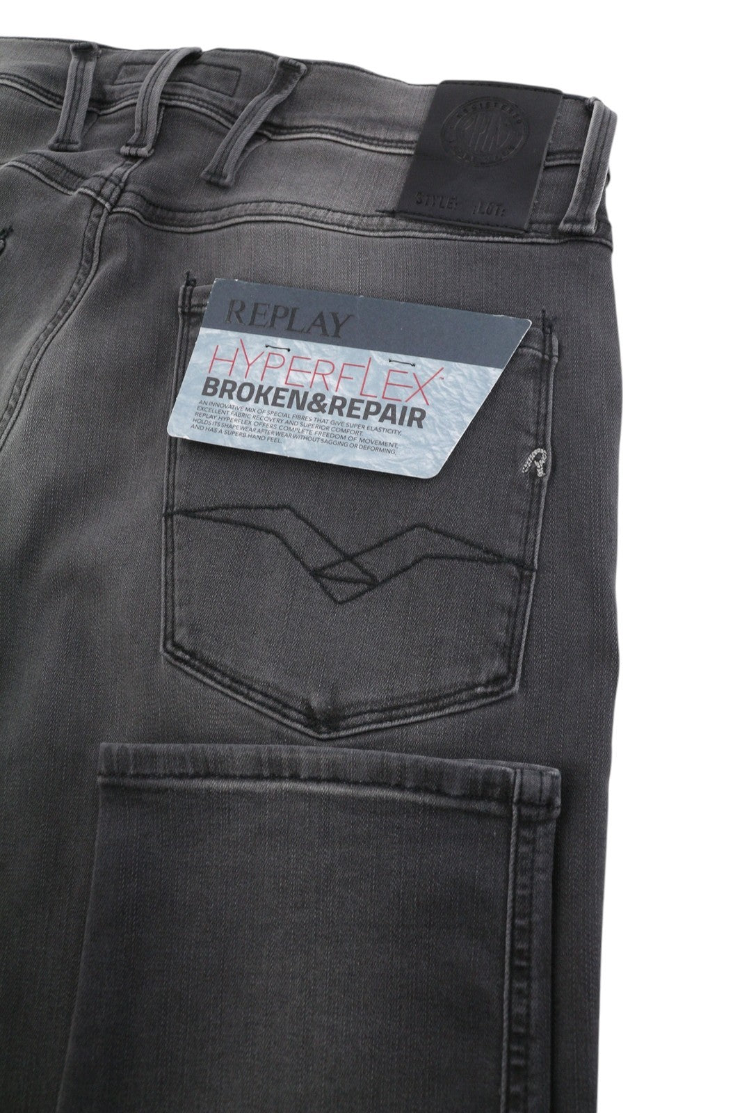 REPLAY Anbass Hyperflex Men Jeans W28/L32 Grey Faded Distress Slim Fit