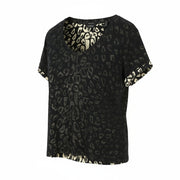 SCOTCH & SODA Women T-Shirt XS Black Patterned V-Neck Short Sleeved