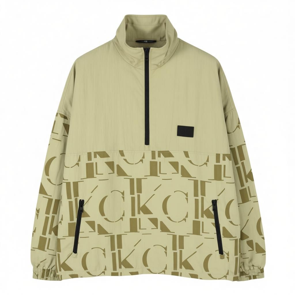 CALVIN KLEIN Mix Media Popover Men Jacket M Green Anorak