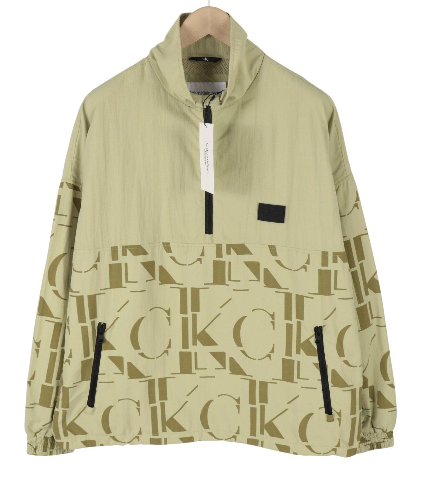 CALVIN KLEIN Mix Media Popover Men Jacket M Green Anorak