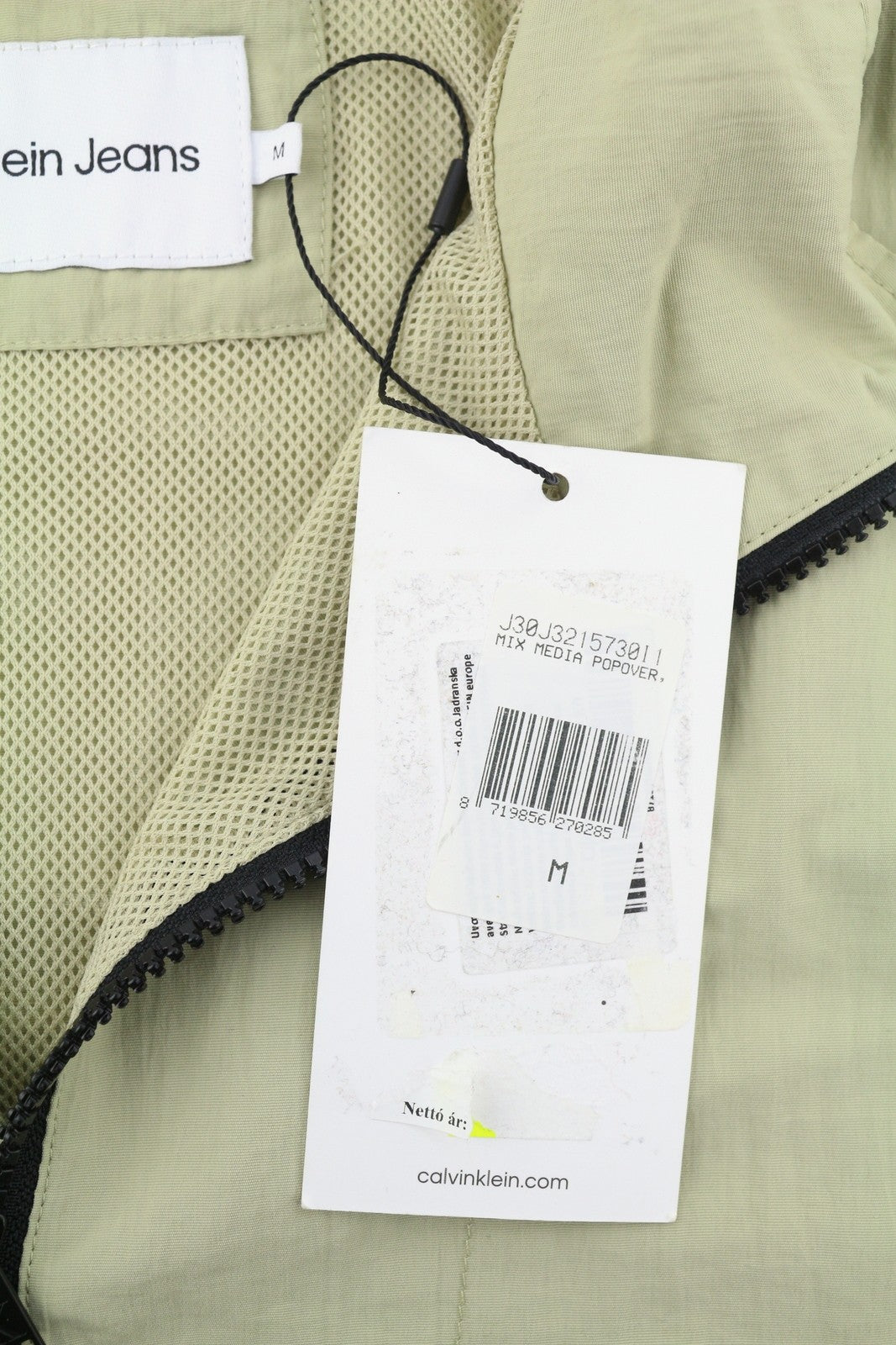 CALVIN KLEIN Mix Media Popover Men Jacket M Green Anorak