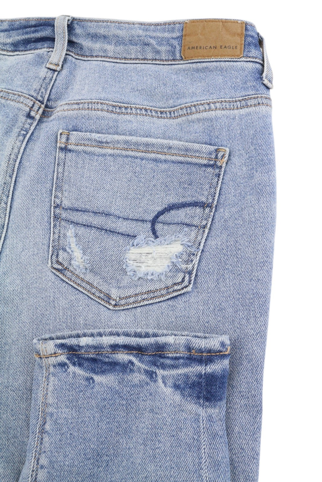 AMERICAN EAGLE OUTFITTERS Tomgirl Slashed Sky Stretch Women Jeans W25 Distress