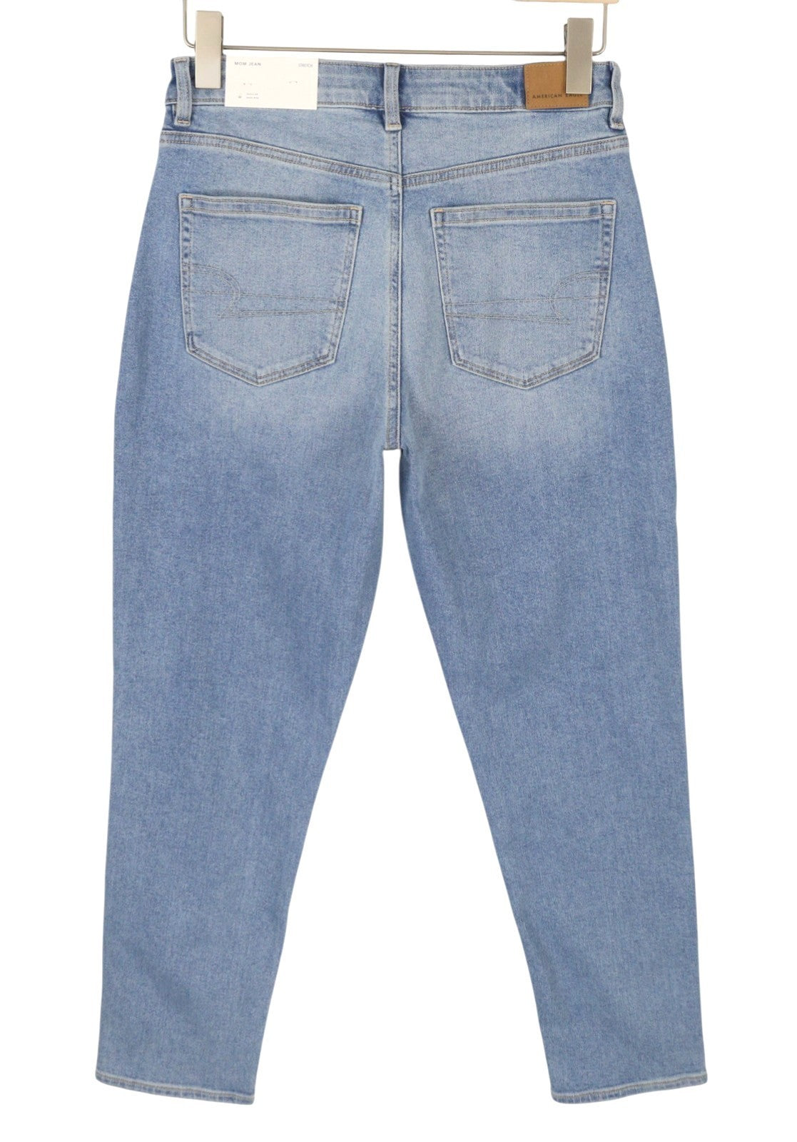 AMERICAN EAGLE OUTFITTERS Mom Washed Blue Stretch Women Jeans W25 Whiskers