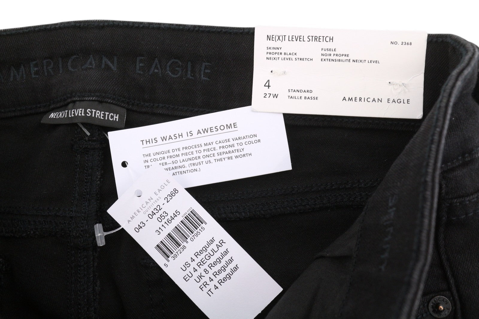 AMERICAN EAGLE OUTFITTERS Skinny Proper Black Women Jeans W27 Next Level Stretch