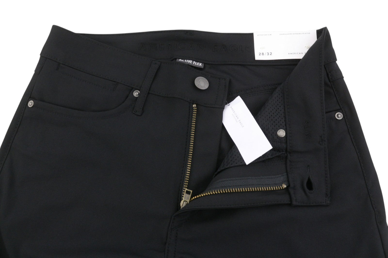 AMERICAN EAGLE OUTFITTERS Active Flex Slim Men Trousers W28/L32 Black Zip Fly