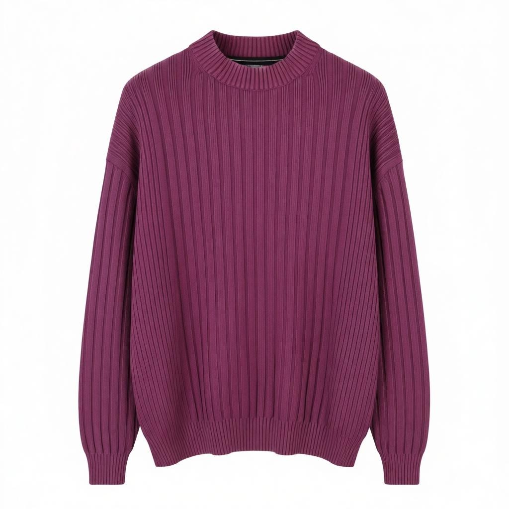 CALVIN KLEIN Men Jumper S Purple Mock Neck Knit
