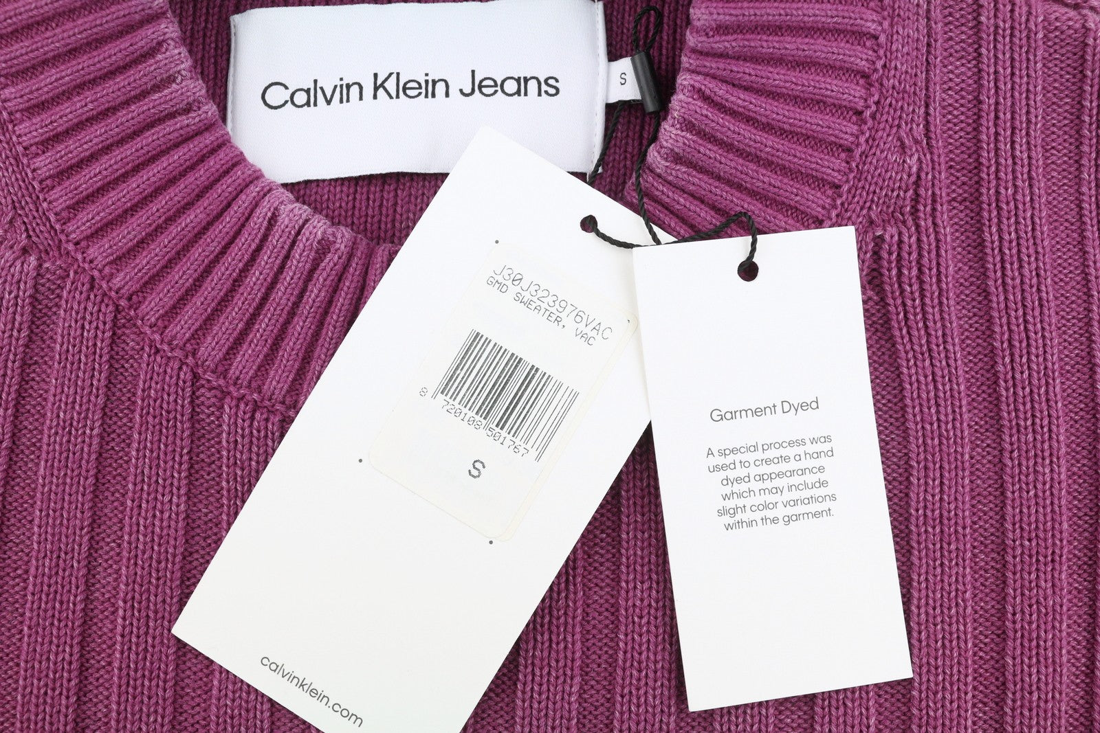 CALVIN KLEIN Men Jumper S Purple Mock Neck Knit