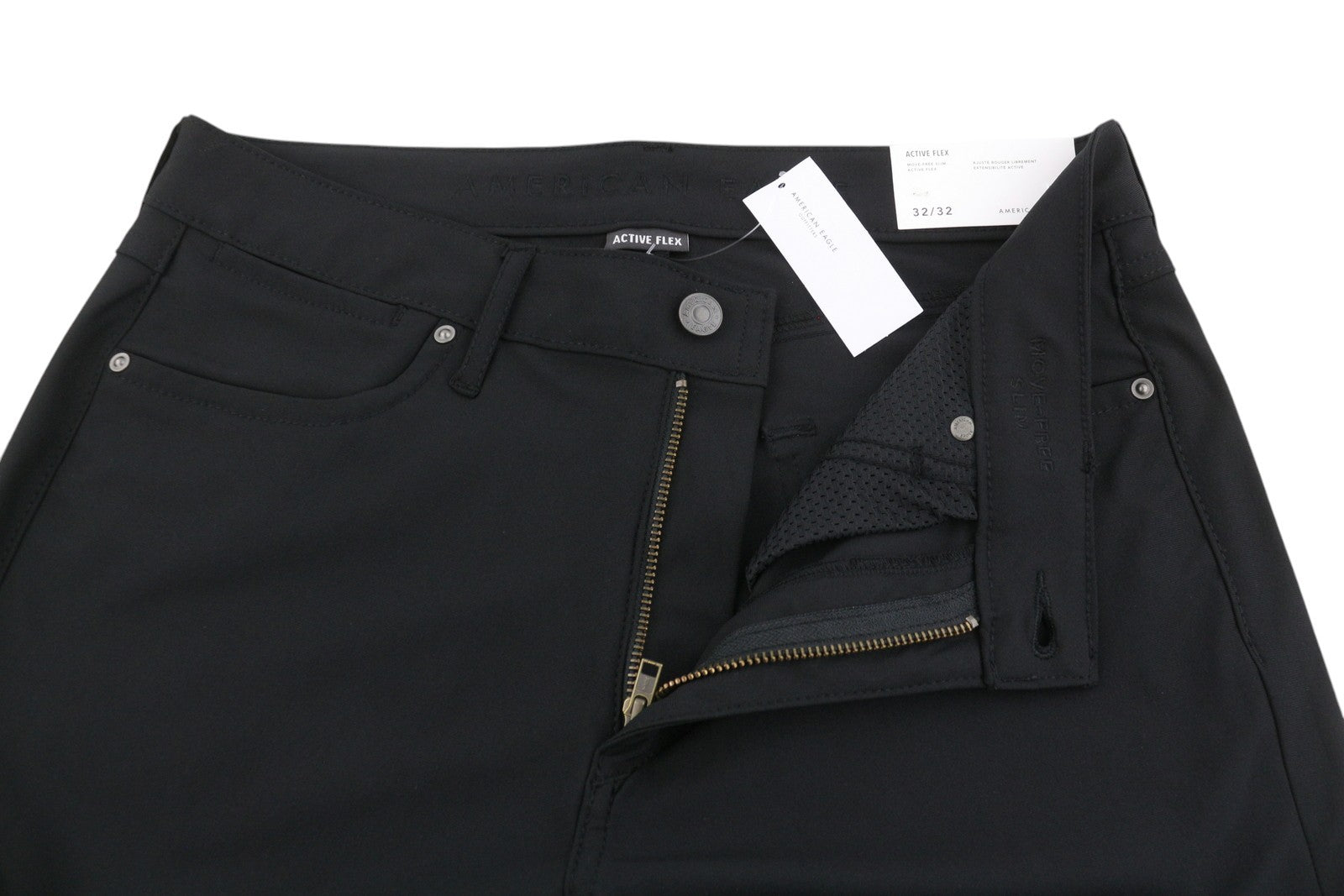 AMERICAN EAGLE OUTFITTERS Move-Free Slim Active Flex Men Trousers W32/L32 Black