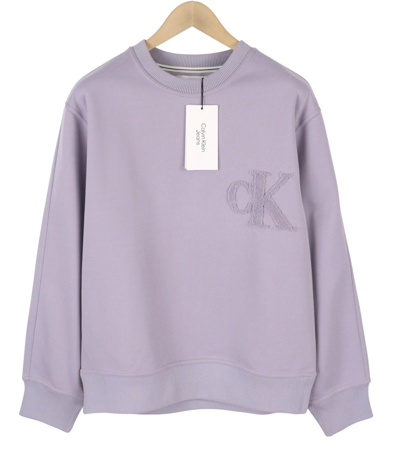 CALVIN KLEIN Men Sweatshirt M Lavender Crew Logo