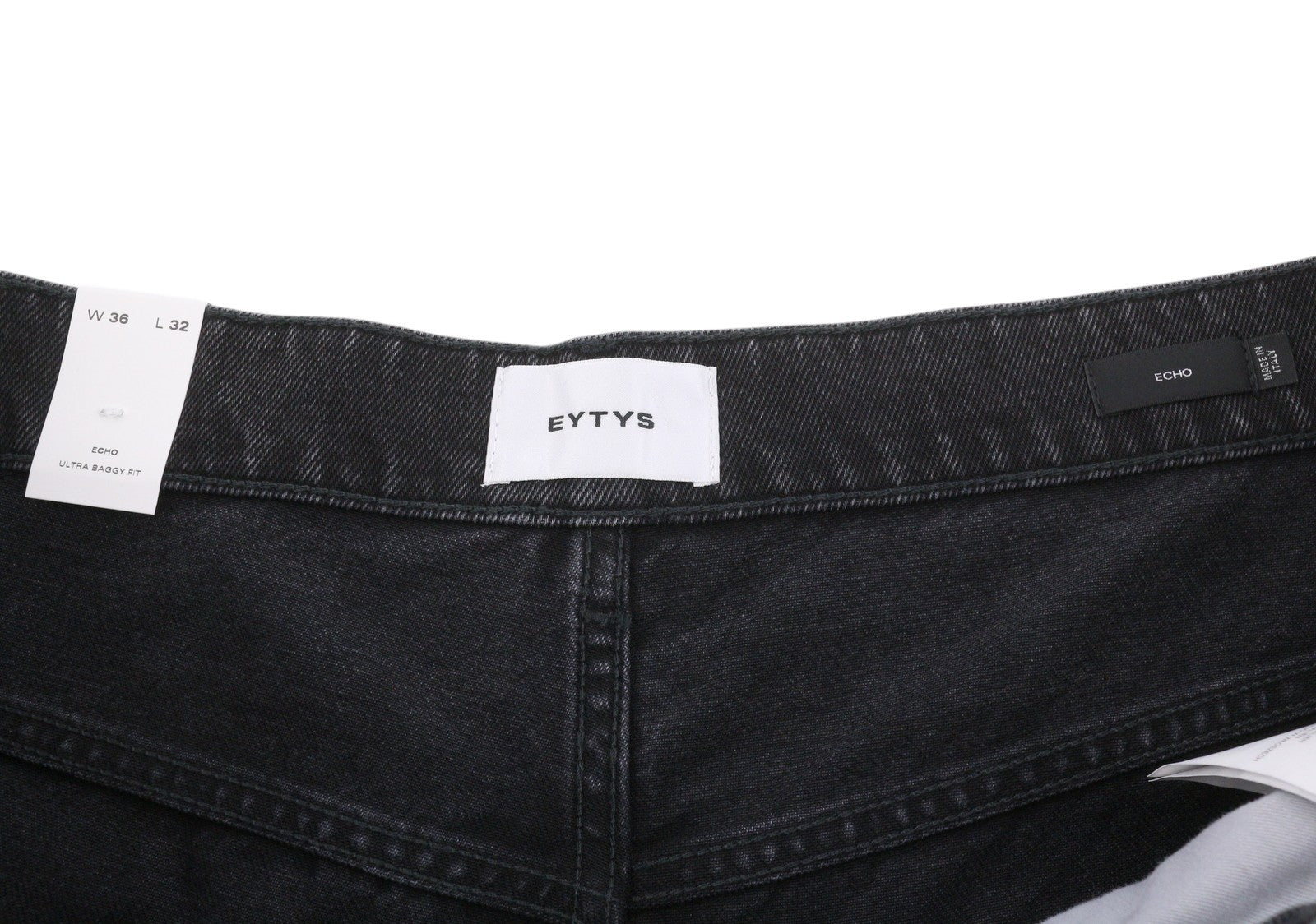 EYTYS Echo Sulphur Ultra Baggy Fit Men Jeans W36/L32 Black Faded Unisex RRP370