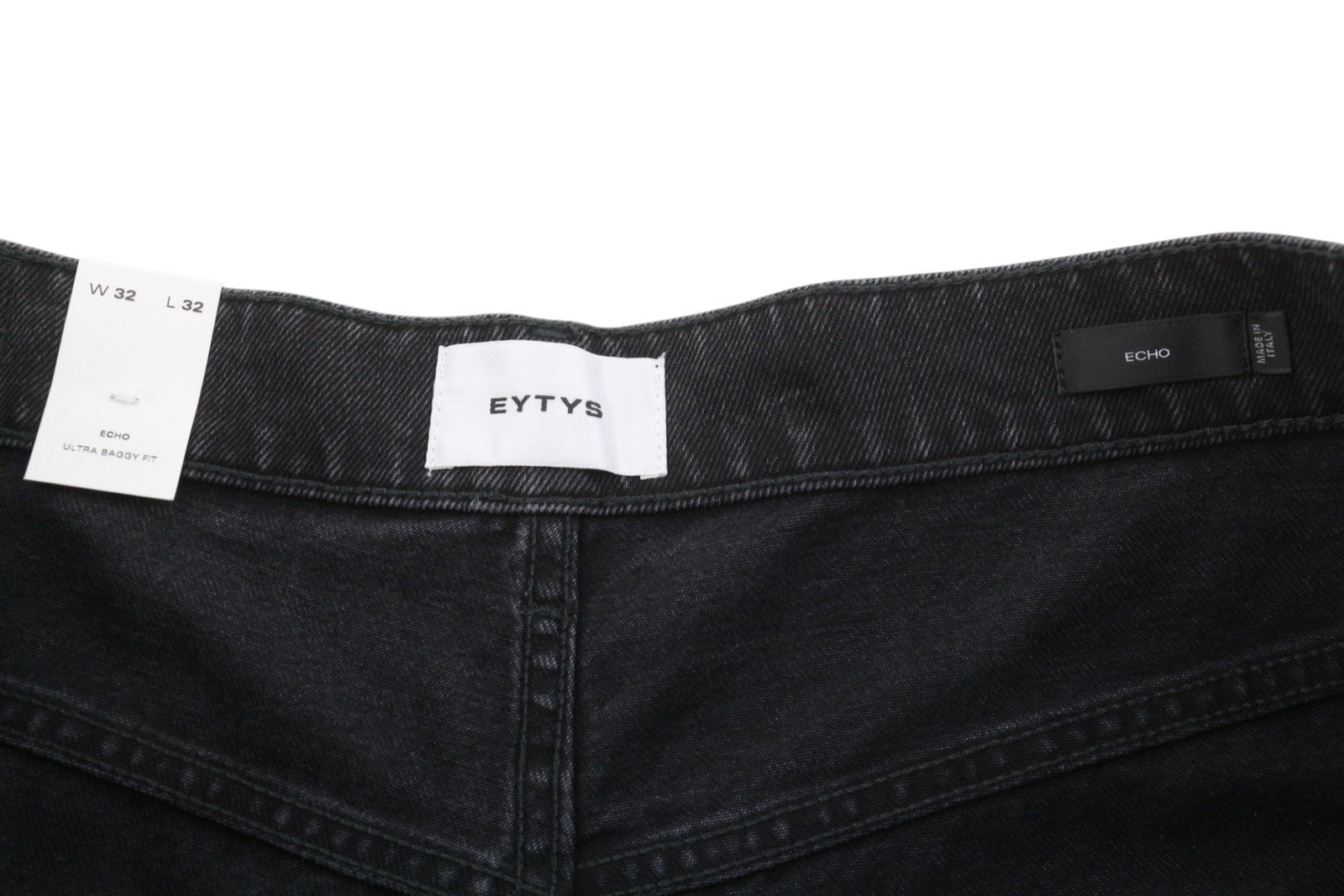 EYTYS Echo Sulphur Ultra Baggy Fit Men Jeans W32/L32 Black Faded Unisex RRP370