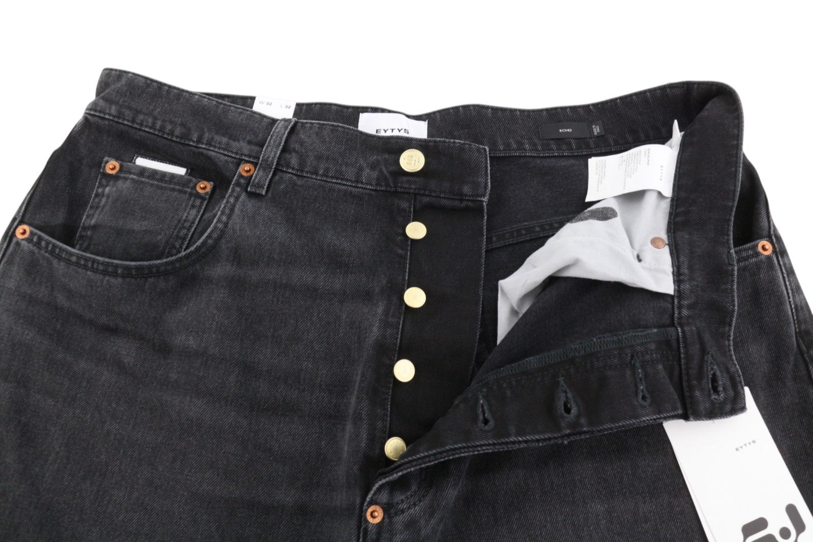 EYTYS Echo Sulphur Ultra Baggy Fit Men Jeans W32/L32 Black Faded Unisex RRP370
