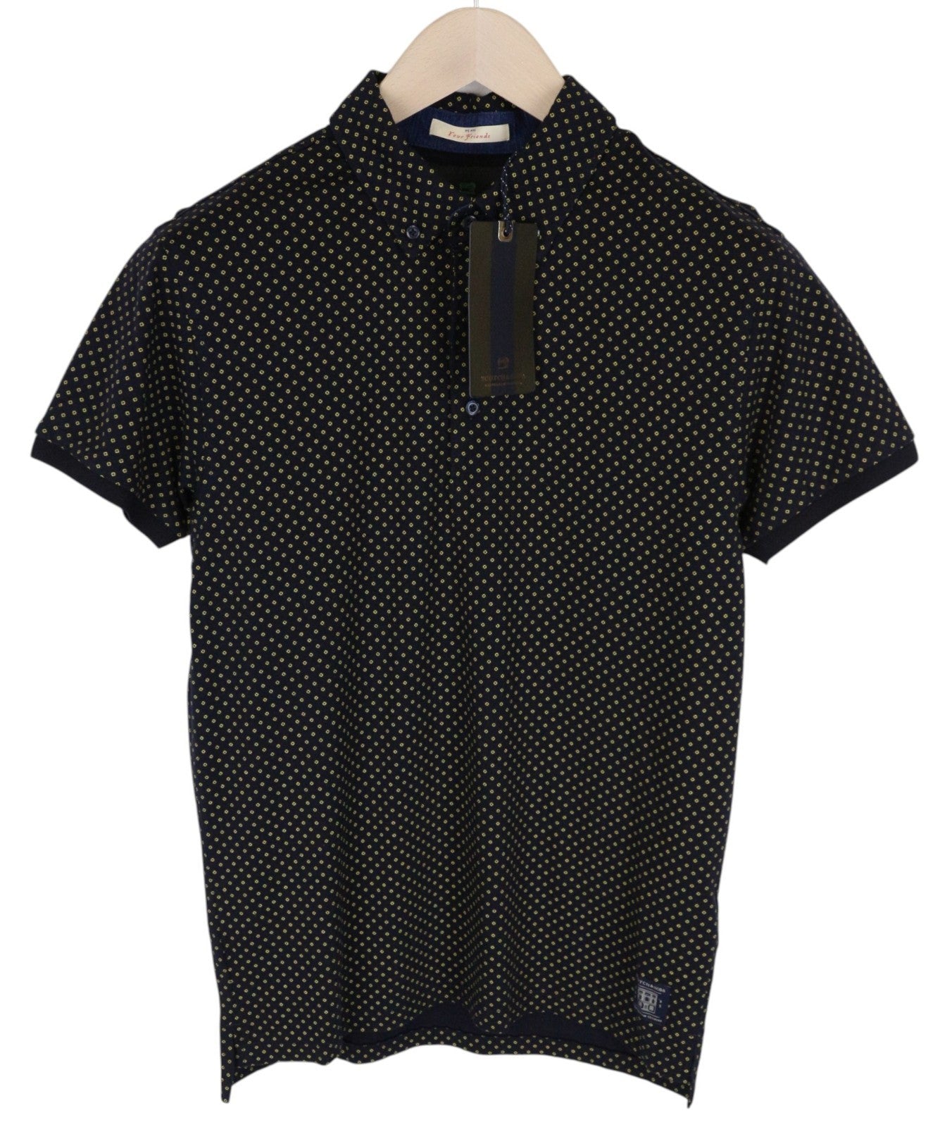 SCOTCH & SODA Men T-Shirt S Navy Cotton Patterned Short Sleeve Polo