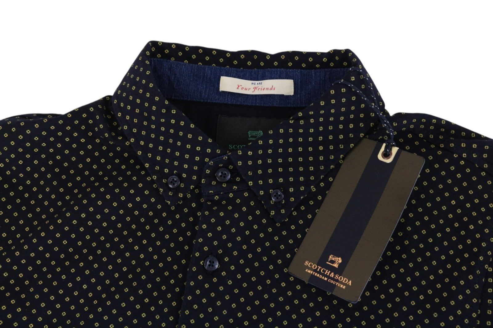 SCOTCH & SODA Men T-Shirt S Navy Cotton Patterned Short Sleeve Polo