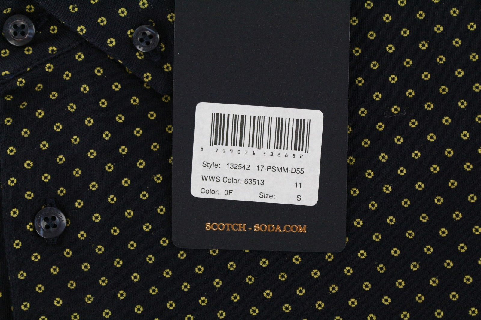 SCOTCH & SODA Men T-Shirt S Navy Cotton Patterned Short Sleeve Polo