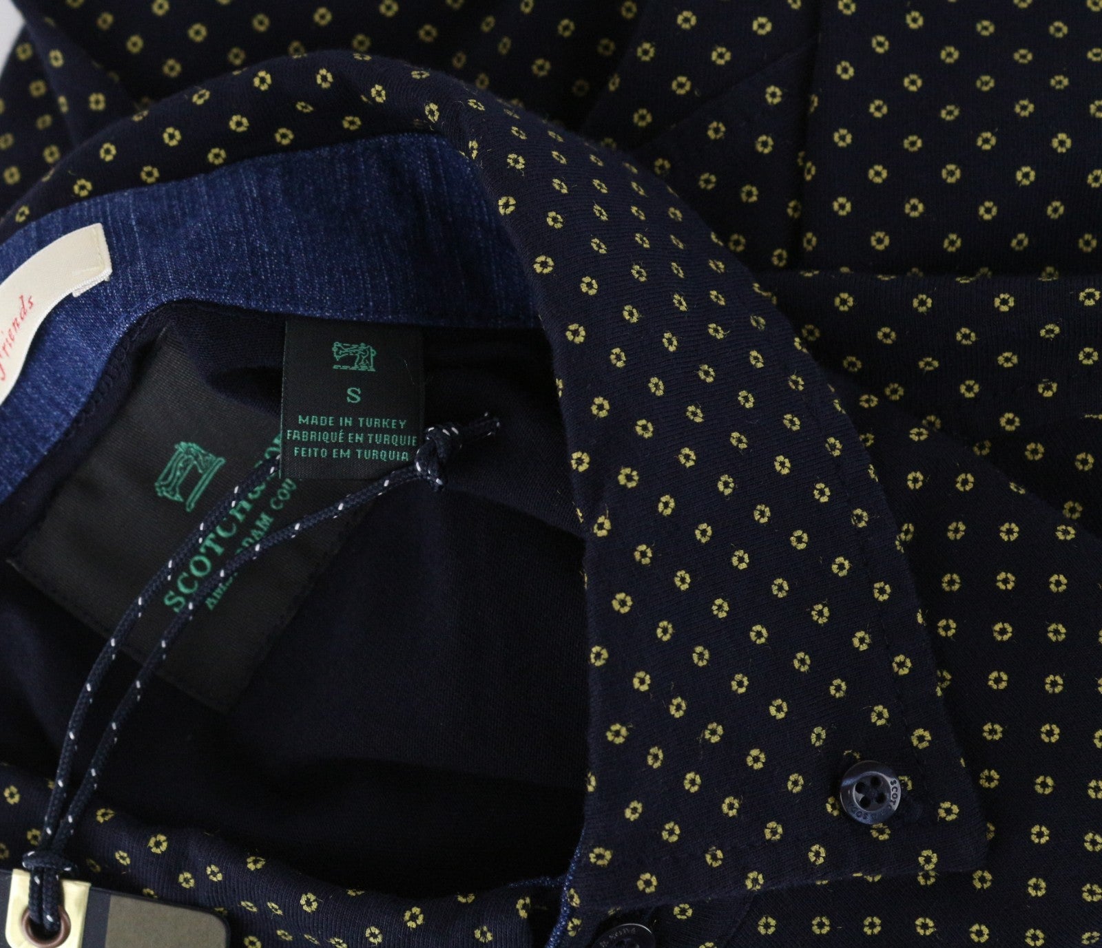 SCOTCH & SODA Men T-Shirt S Navy Cotton Patterned Short Sleeve Polo