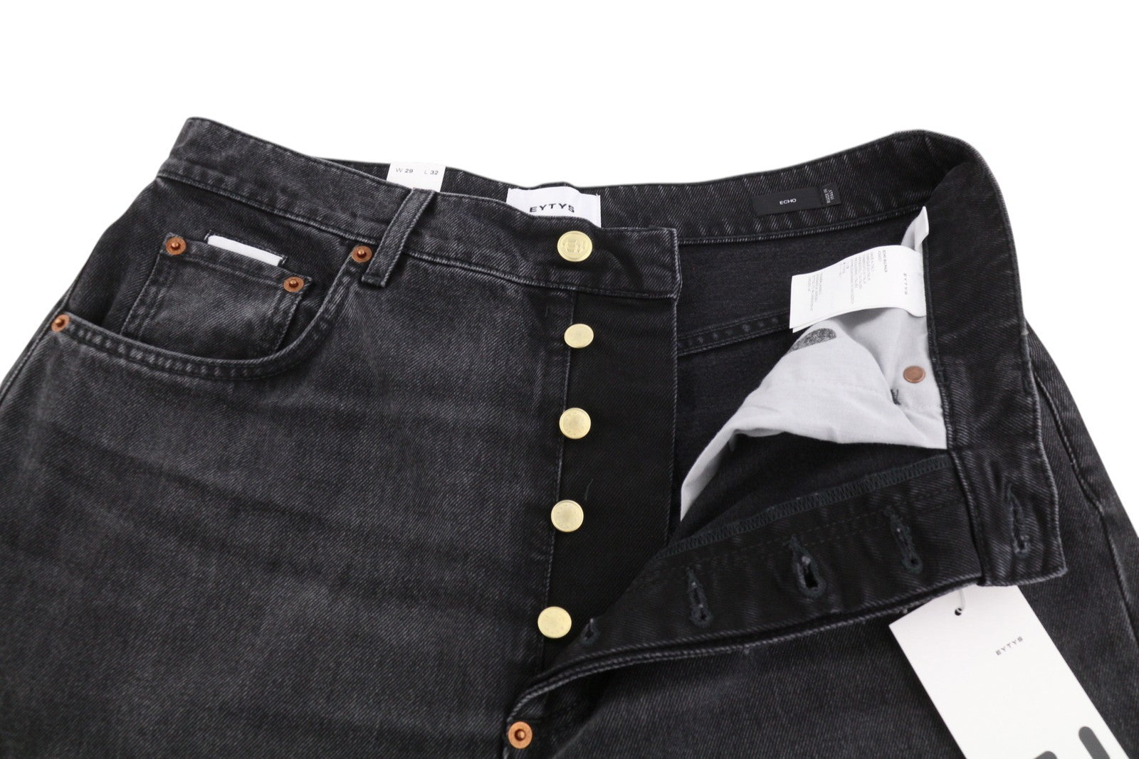 EYTYS Echo Sulphur Ultra Baggy Fit Women Jeans W29/L32 Black Faded Unisex RRP370