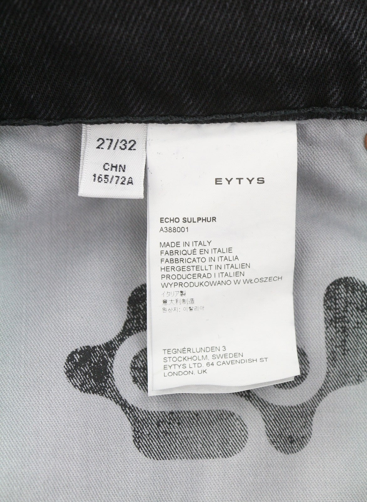 EYTYS Echo Sulphur Ultra Baggy Fit Women Jeans W27/L32 Black Faded RRP370