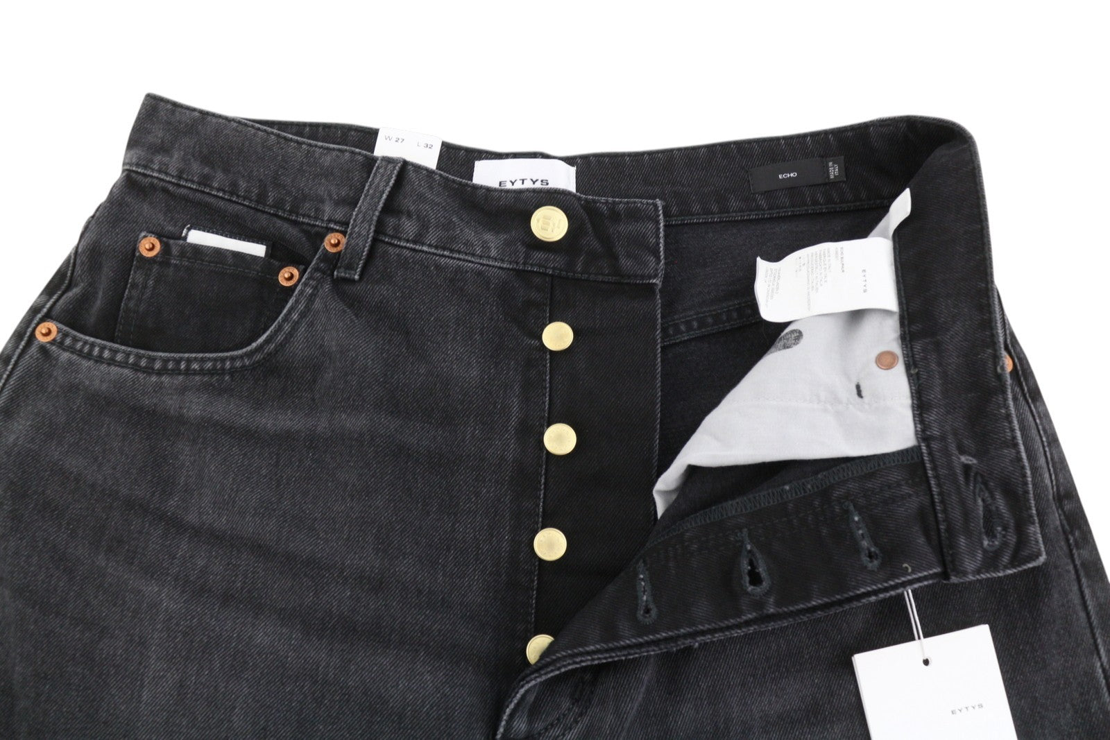 EYTYS Echo Sulphur Ultra Baggy Fit Women Jeans W27/L32 Black Faded RRP370