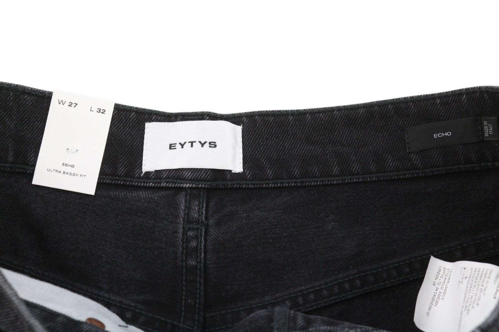 EYTYS Echo Sulphur Ultra Baggy Fit Women Jeans W27/L32 Black Faded RRP370