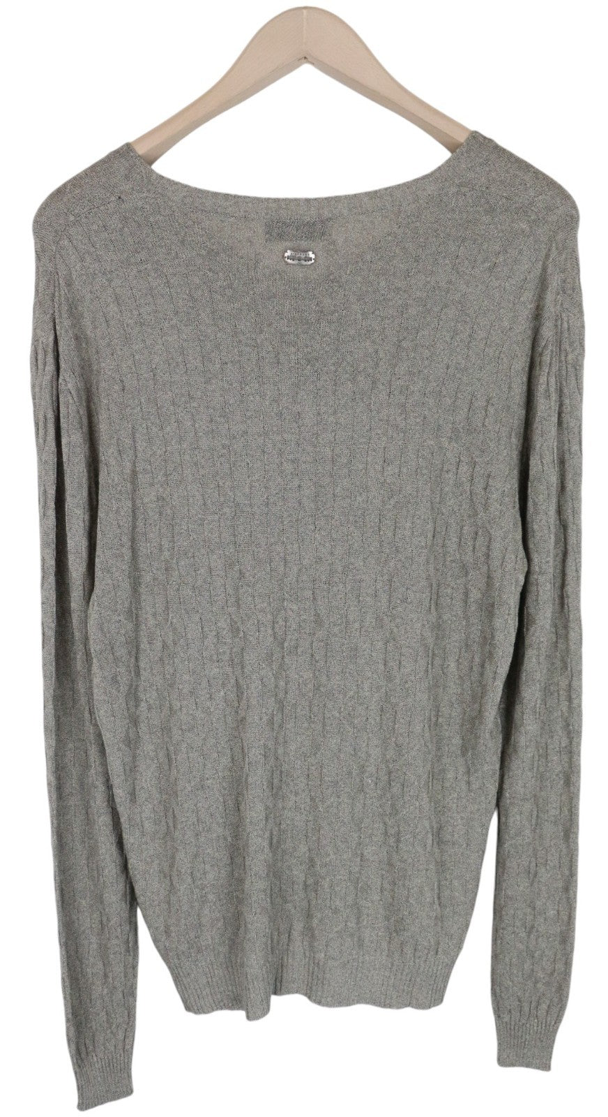 RICHMOND  Men Sweatshirt 50 Grey Linen Blend V-Neck Long Sleeved Pull On