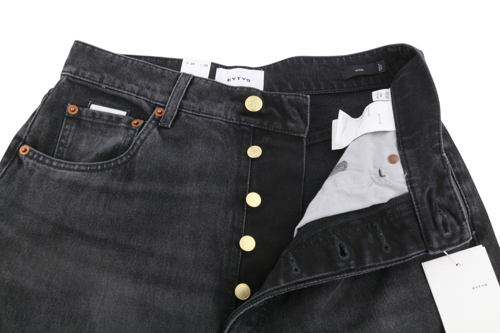 EYTYS Echo Sulphur Ultra Baggy Fit Women Jeans W25/L32 Black Faded RRP370