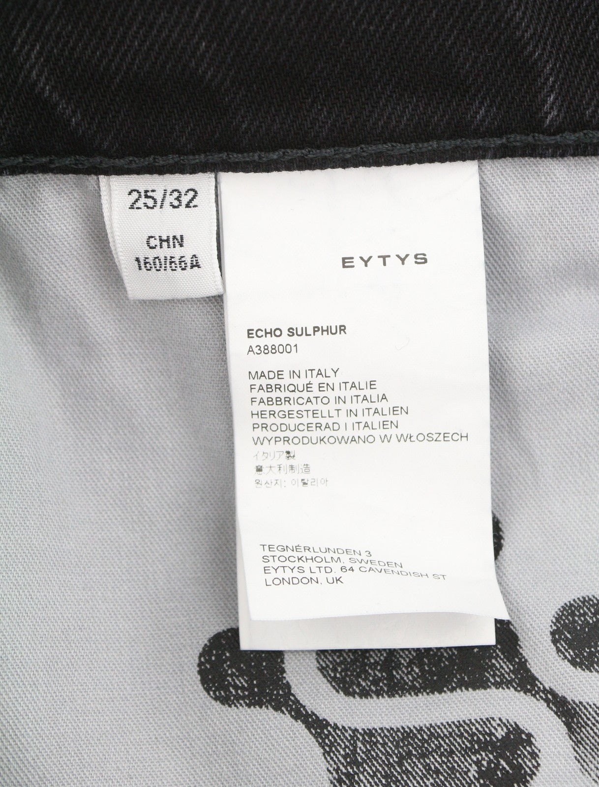 EYTYS Echo Sulphur Ultra Baggy Fit Women Jeans W25/L32 Black Faded RRP370