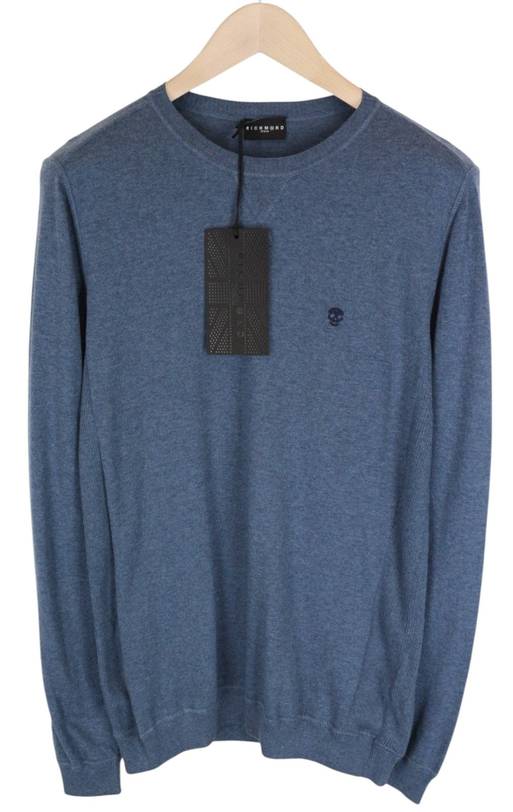 RICHMOND  Men Sweatshirt 50 Blue Pure Cotton Long Sleeve Logo Pull On
