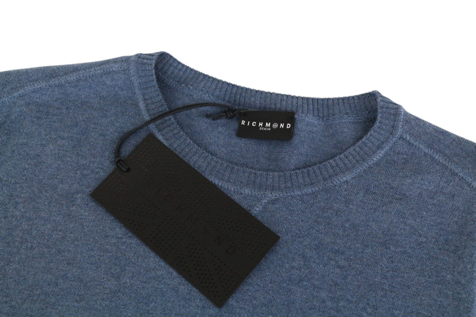 RICHMOND  Men Sweatshirt 50 Blue Pure Cotton Long Sleeve Logo Pull On