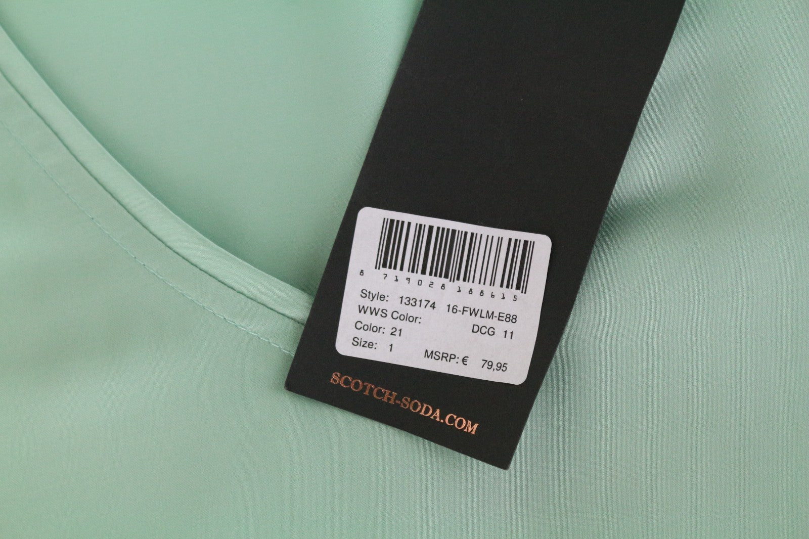 MAISON SCOTCH Women Dress S Mint Green 3/4 Sleeve V-Neck Short Tunic