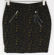 MAISON SCOTCH Women Skirt S Navy Animal Patterned Zip Pocket Short