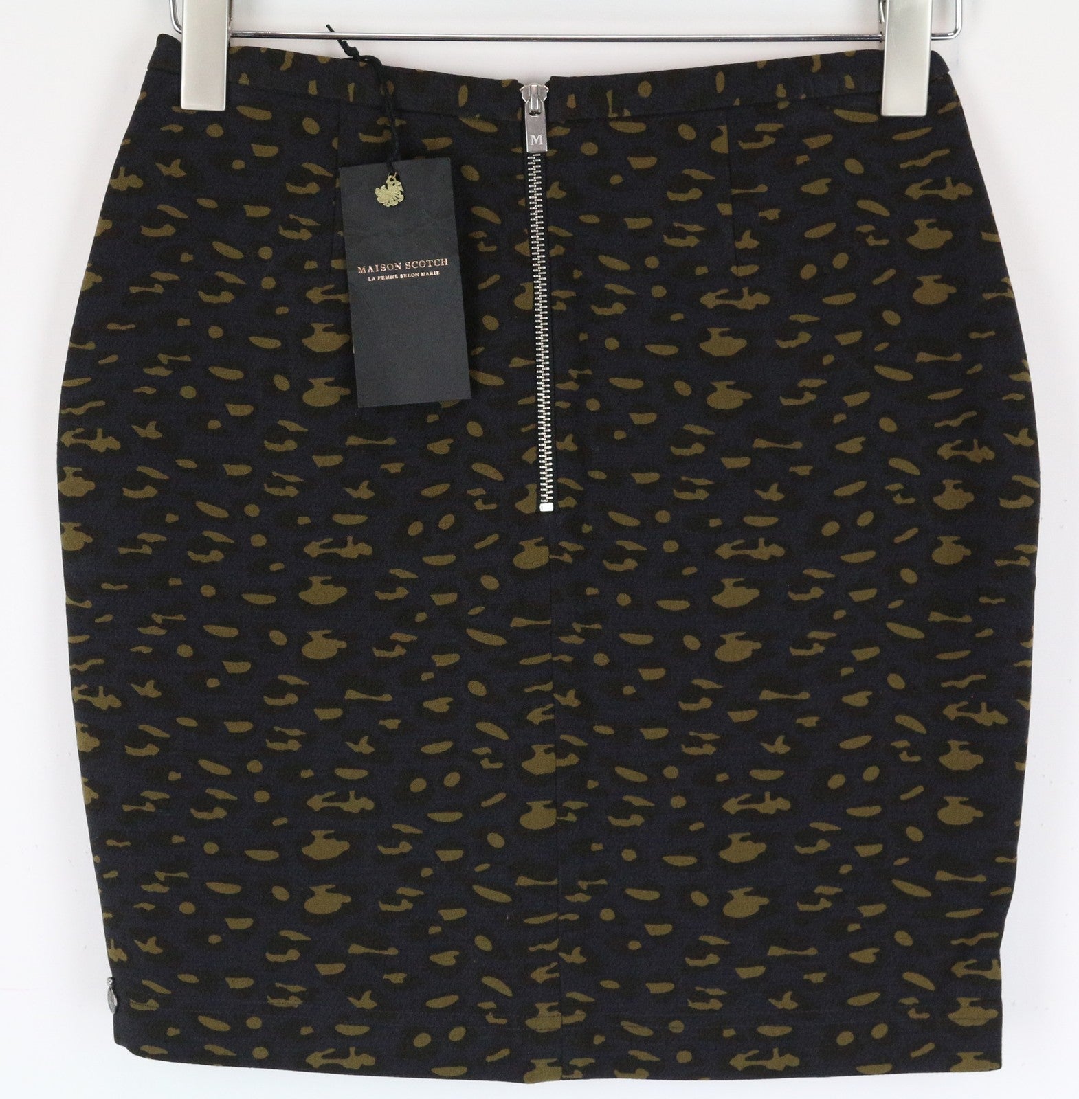MAISON SCOTCH Women Skirt S Navy Animal Patterned Zip Pocket Short