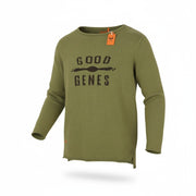 GOOD GENES Men Jumper XL Olive Green Knit Round Neck Long Back Pull On