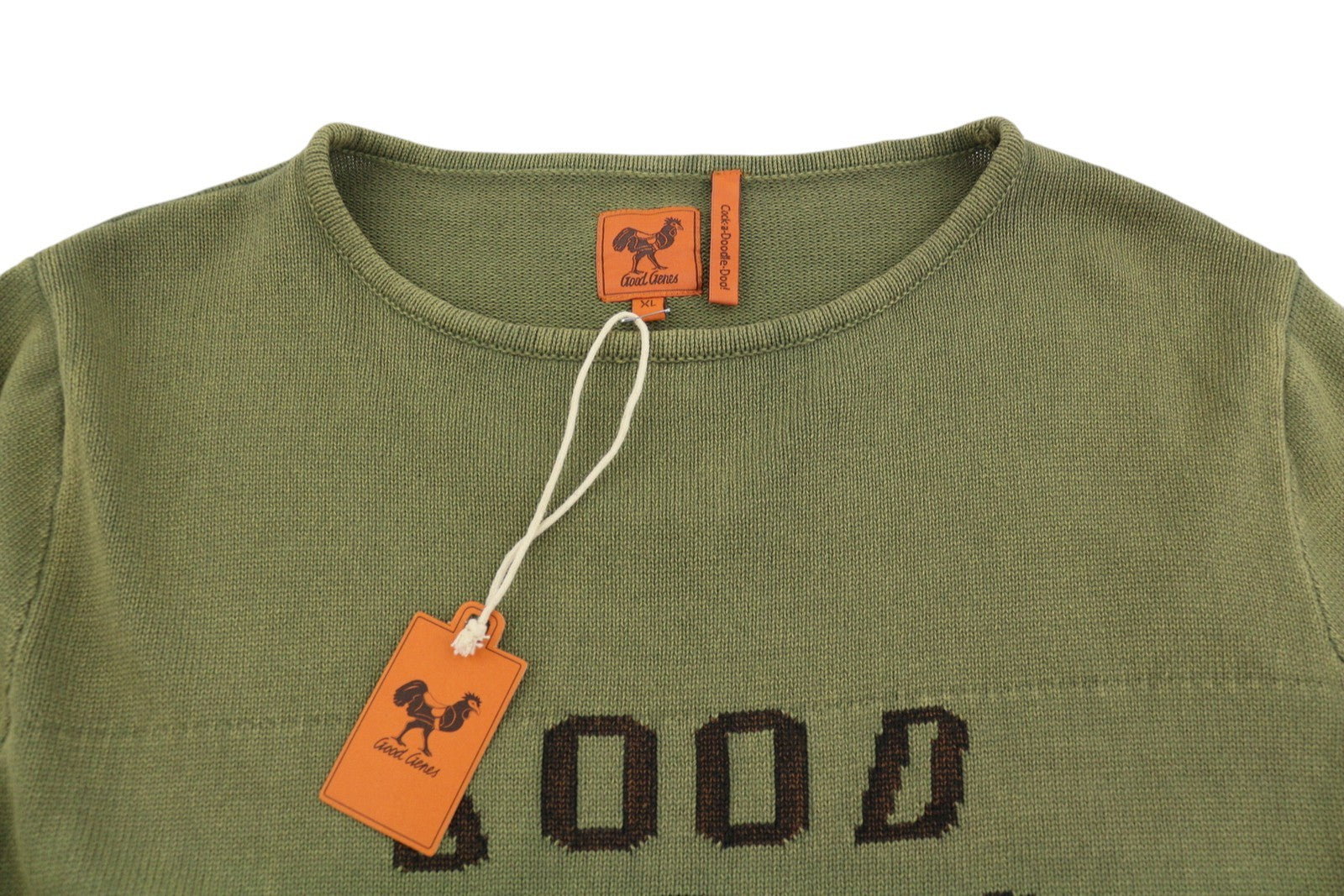 GOOD GENES Men Jumper XL Olive Green Knit Round Neck Long Back Pull On