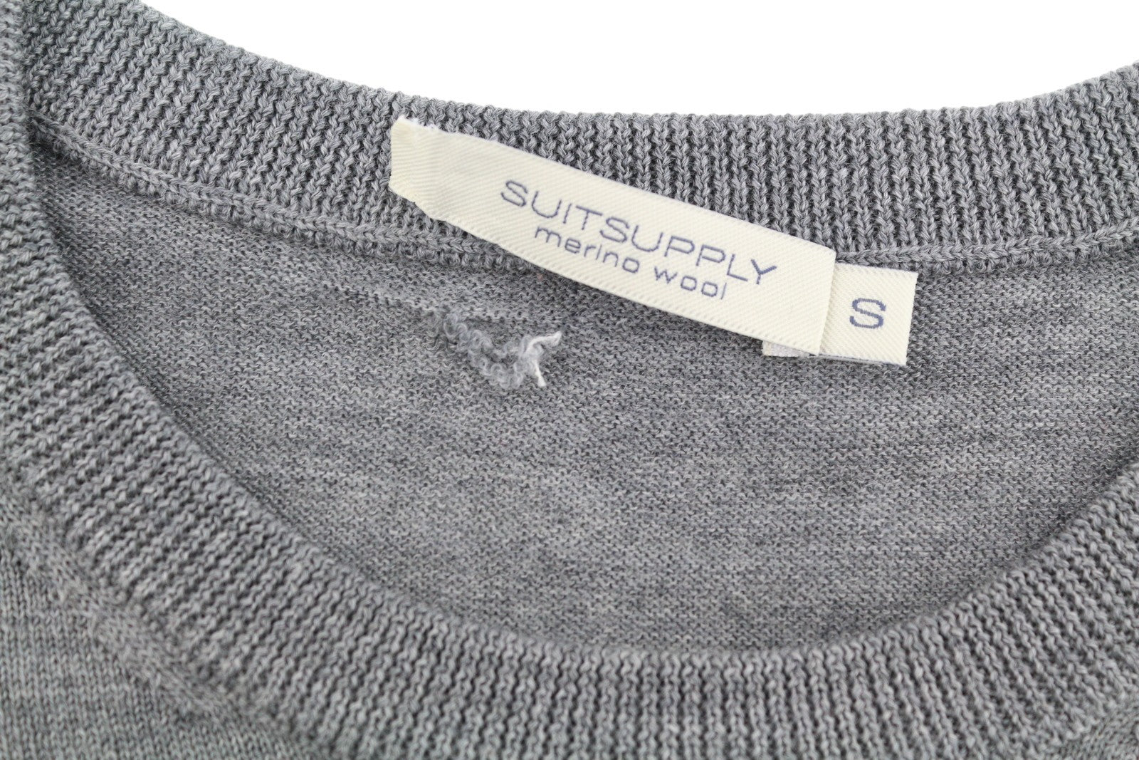 SUITSUPPLY Merino Wool Men Jumper S Grey Melange Knit Crew Neck Pull On