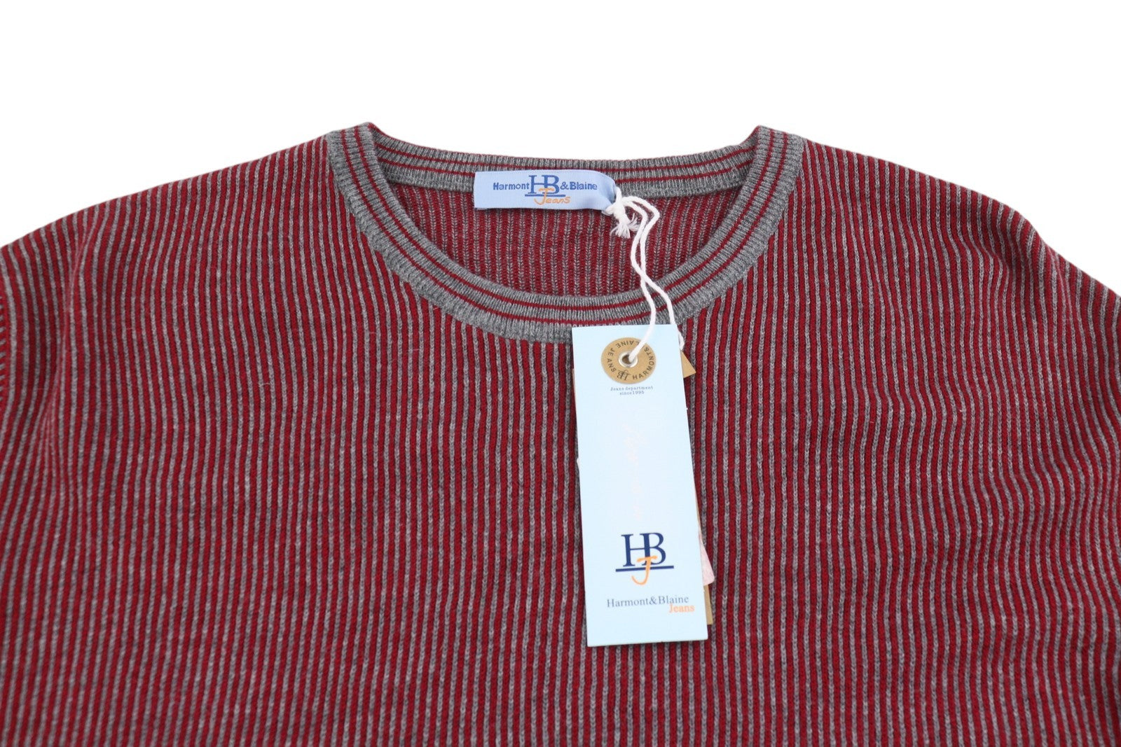 HARMONT & BLAINE Men Jumper 2XL Red Patterned Wool Blend Knitted Pull On
