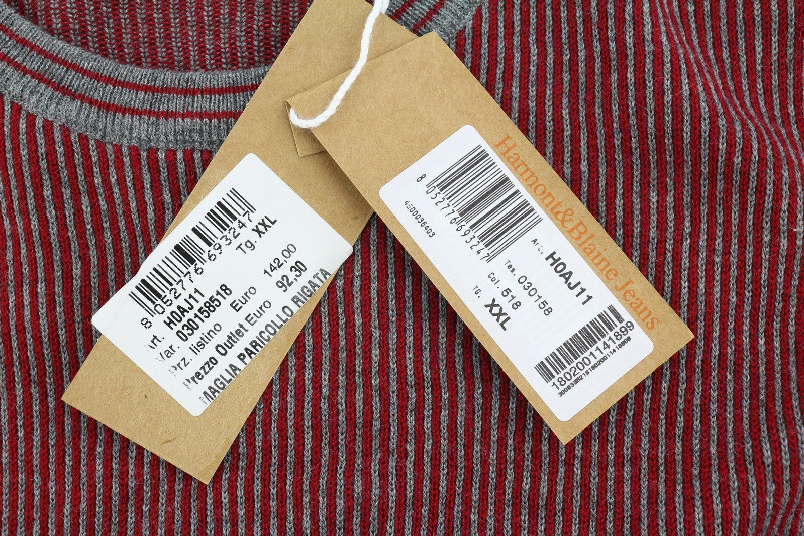 HARMONT & BLAINE Men Jumper 2XL Red Patterned Wool Blend Knitted Pull On