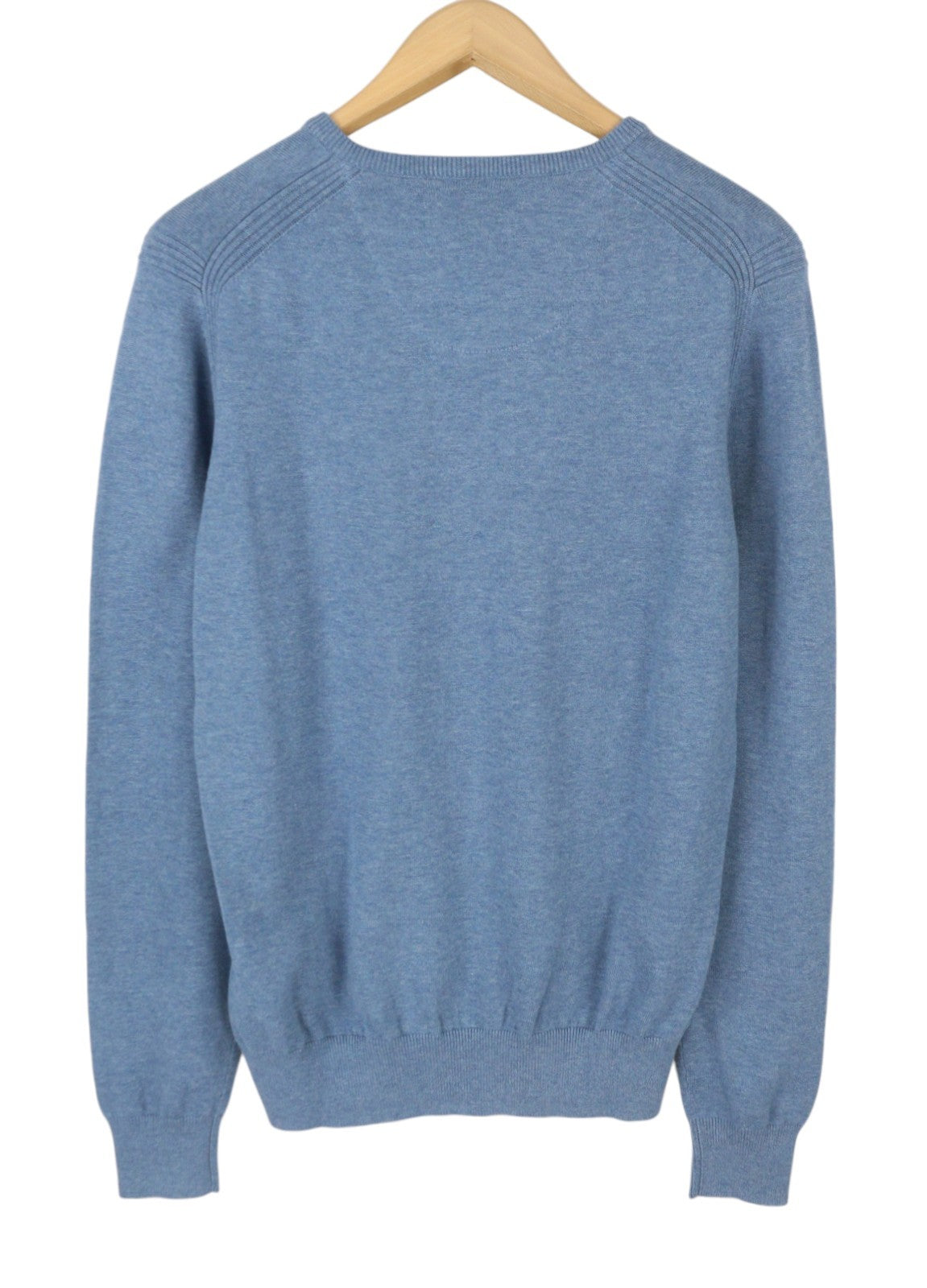 STATE OF ART Regular Fit Men Jumper S Blue Melange V-Neck Cotton Pull On