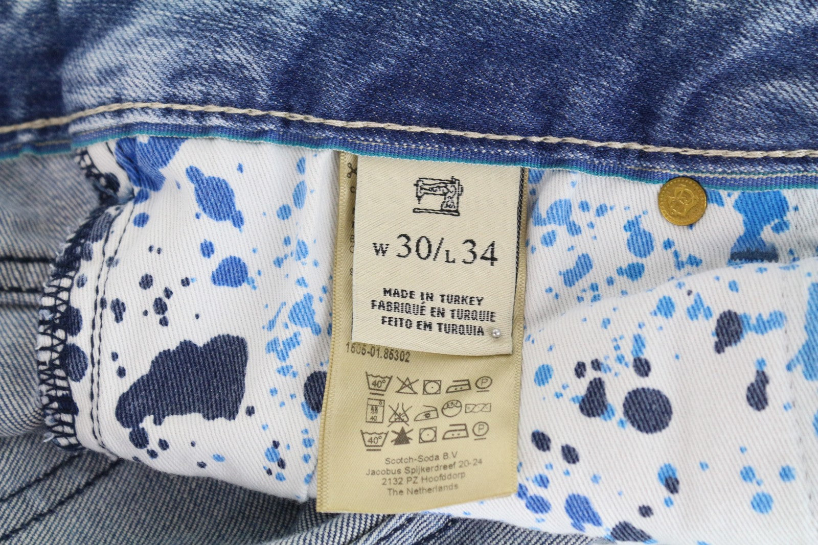 SCOTCH & SODA Skim Men Jeans W30/L34 Skinny Fit Denim Blue Cotton Stretch