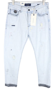 SCOTCH & SODA Dean Men Jeans W32/L32 Loose Taper Fit Ripped Aged Look Blue