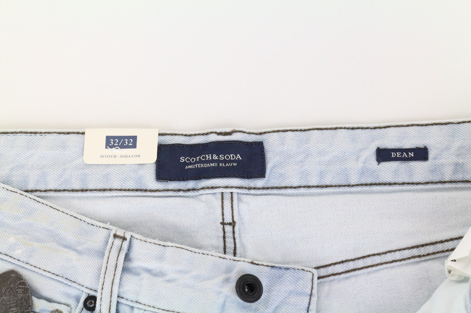 SCOTCH & SODA Dean Men Jeans W32/L32 Loose Taper Fit Ripped Aged Look Blue