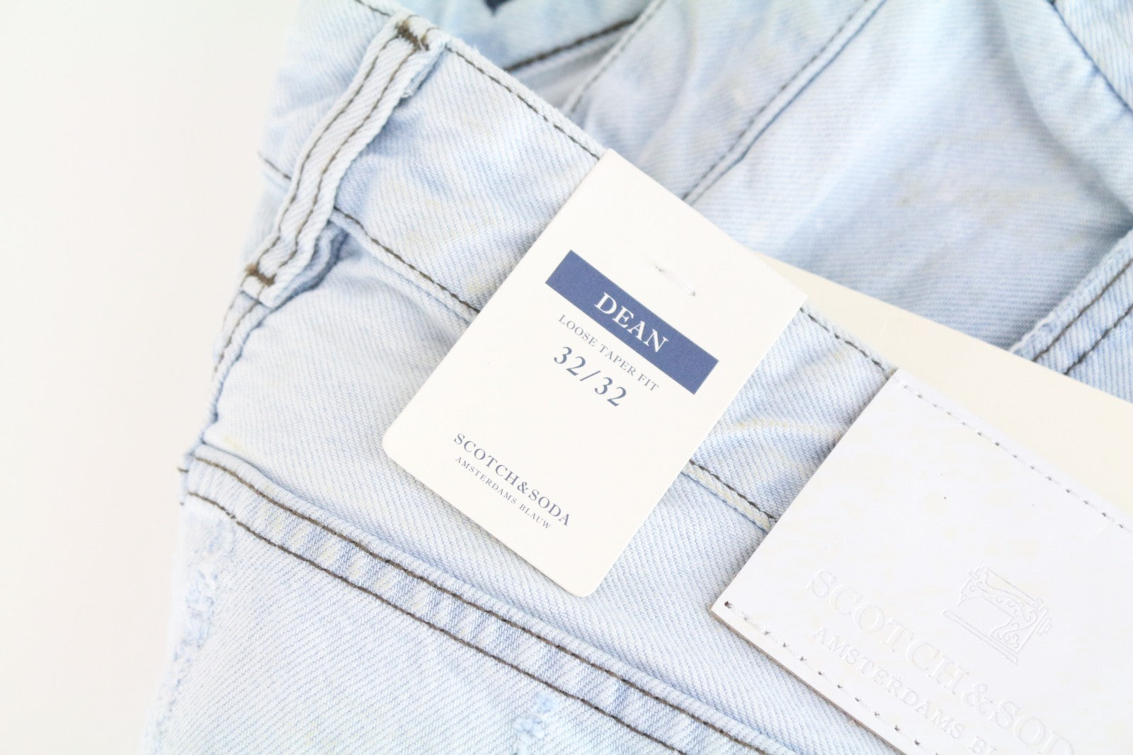 SCOTCH & SODA Dean Men Jeans W32/L32 Loose Taper Fit Ripped Aged Look Blue